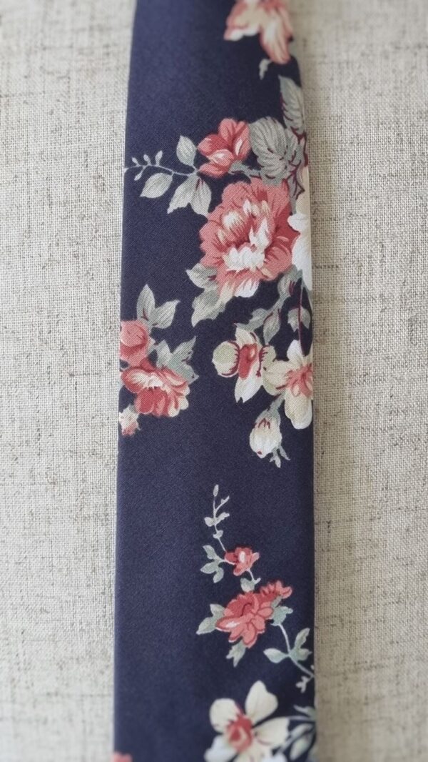 Coral Rose Navy Modern Floral Tie New Zealand