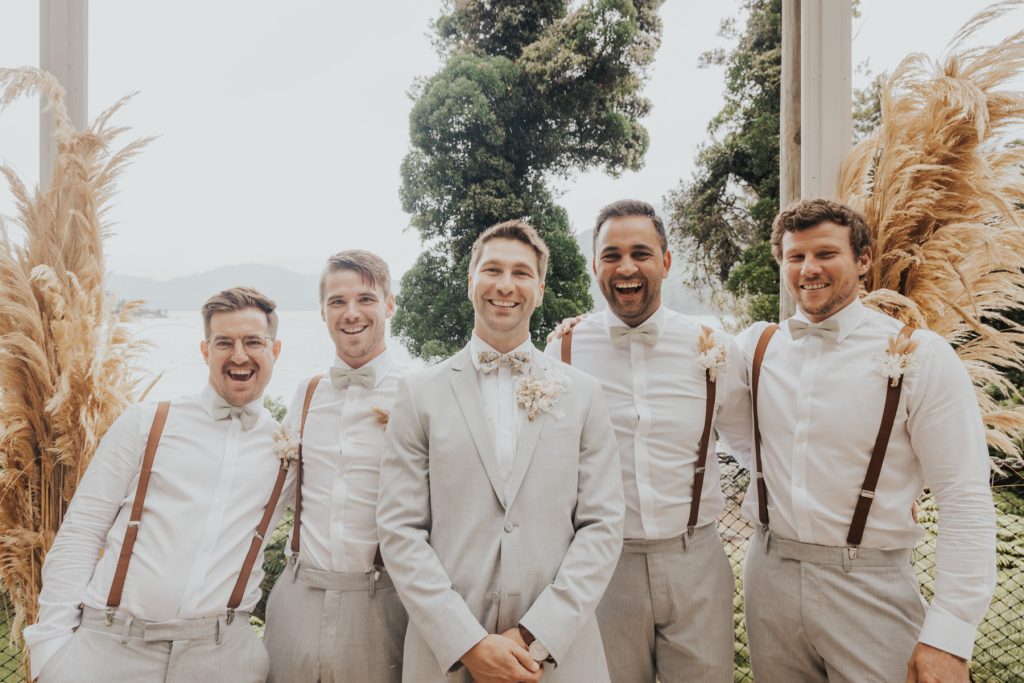 Neutral wedding bow ties made in New Zealand