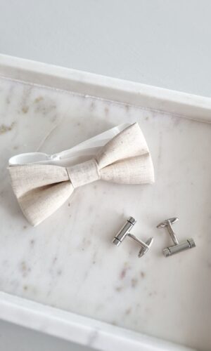 Oatmeal linen Bow Tie NZ