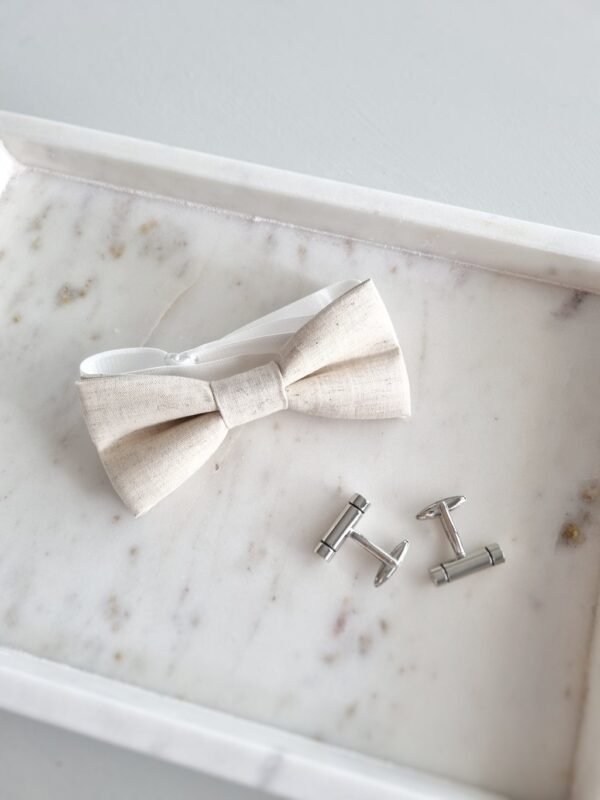 Oatmeal linen Bow Tie NZ