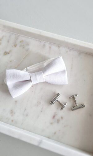 White linen bow tie bowtie NZ