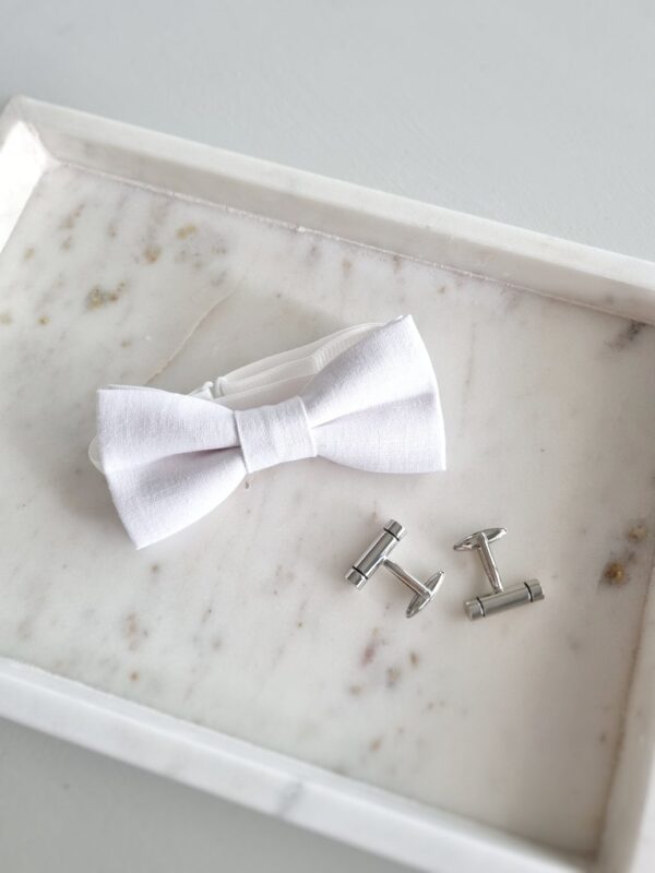 White linen bow tie bowtie NZ