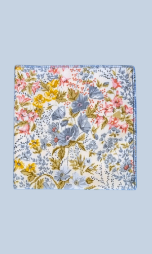 Dusty Blue Floral Pocket Square