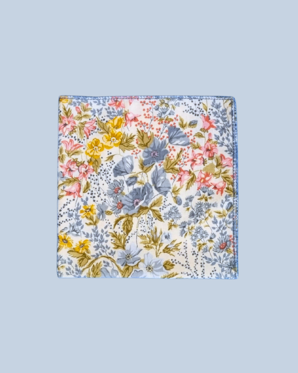 Dusty Blue Floral Pocket Square