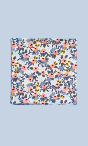 Dusty Blue and Pink Floral Pocket Square Rifle Paper Co