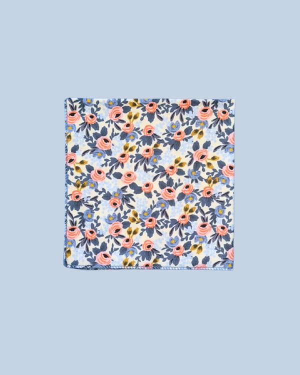 Dusty Blue and Pink Floral Pocket Square Rifle Paper Co